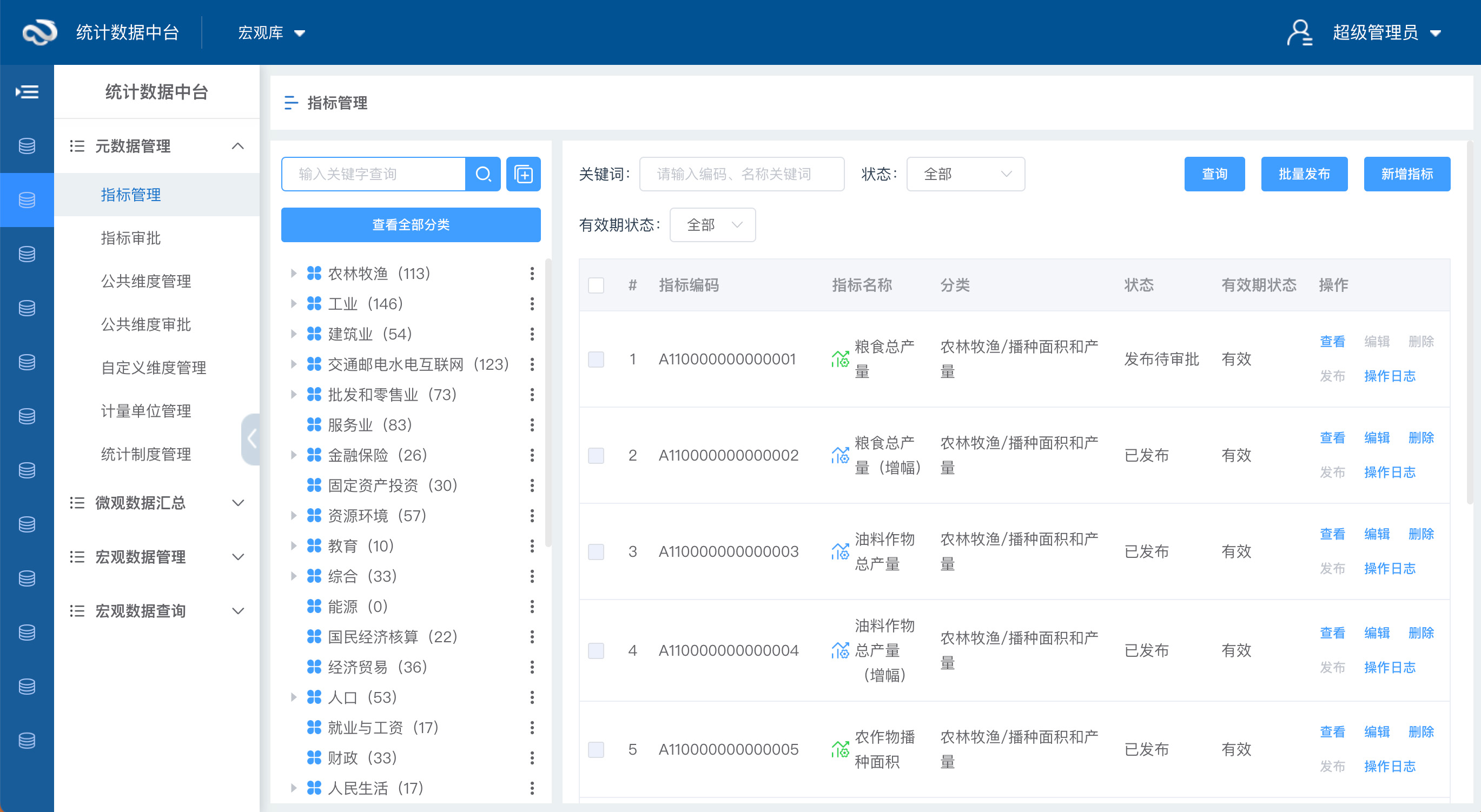 统计元数据管理
